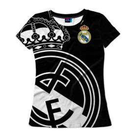 Женская футболка 3D с принтом Real Madrid Exclusive , 100% полиэфир ( синтетическое хлопкоподобное полотно) | прямой крой, круглый вырез горловины, длина до линии бедер | 2019 | мадрид | реал | форма | эксклюзив