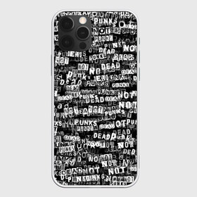 Чехол для iPhone 12 Pro Max с принтом Punks no dead , Силикон |  | надпись | панк | панкрок | паттерн | черно белый