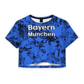 Женская футболка 3D укороченная с принтом Бавария Мюнхен , 100% полиэстер | круглая горловина, длина футболки до линии талии, рукава с отворотами | белый | германия | игра | красный | лига | мюнхен | мяч | сборная | форма | футбол | чемпион