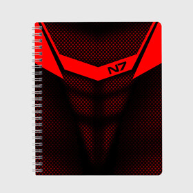 Тетрадь с принтом Mass Effect N7 , 100% бумага | 48 листов, плотность листов — 60 г/м2, плотность картонной обложки — 250 г/м2. Листы скреплены сбоку удобной пружинной спиралью. Уголки страниц и обложки скругленные. Цвет линий — светло-серый
 | Тематика изображения на принте: andromed | effect | n7 | альянс | ефект | игра | компьютерная | мас | масс | н7 | онлайн | программа | профессиональный военный код | сокрушитель n7 | фурия n7