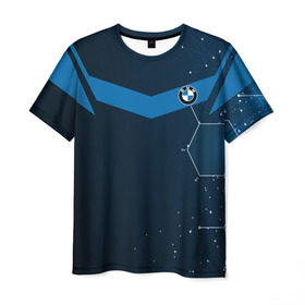 Мужская футболка 3D с принтом BMW SPORT , 100% полиэфир | прямой крой, круглый вырез горловины, длина до линии бедер | auto | bmw | color | logo | sport | авто | автомобиль | автомобильные | бмв | бренд | геометрия | лого | логотип | марка | соты | спорт | узор