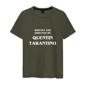 Мужская футболка хлопок с принтом By Quentin Tarantino , 100% хлопок | прямой крой, круглый вырез горловины, длина до линии бедер, слегка спущенное плечо. | Тематика изображения на принте: кино | прикольная надпись | режиссер | тарантино