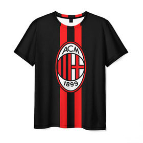 Мужская футболка 3D с принтом AC Milan FC , 100% полиэфир | прямой крой, круглый вырез горловины, длина до линии бедер | Тематика изображения на принте: football | italia | logo | milan | sport | италия | лого | милан | спорт | фк | футбол | футбольный клуб