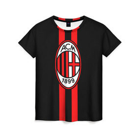 Женская футболка 3D с принтом AC Milan FC , 100% полиэфир ( синтетическое хлопкоподобное полотно) | прямой крой, круглый вырез горловины, длина до линии бедер | football | italia | logo | milan | sport | италия | лого | милан | спорт | фк | футбол | футбольный клуб