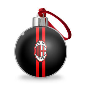 Ёлочный шар с принтом AC Milan FC , Пластик | Диаметр: 77 мм | football | italia | logo | milan | sport | италия | лого | милан | спорт | фк | футбол | футбольный клуб
