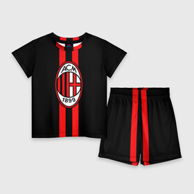 Детский костюм с шортами 3D с принтом AC Milan FC ,  |  | Тематика изображения на принте: football | italia | logo | milan | sport | италия | лого | милан | спорт | фк | футбол | футбольный клуб