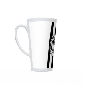 Кружка Латте с принтом FC Milan Black&White , Белая керамика | Объем 480 мл; Высота 150 мм; Диаметр 90 мм | 