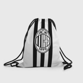 Рюкзак-мешок 3D с принтом FC Milan Black&White , 100% полиэстер | плотность ткани — 200 г/м2, размер — 35 х 45 см; лямки — толстые шнурки, застежка на шнуровке, без карманов и подкладки | Тематика изображения на принте: 