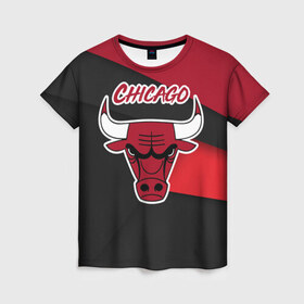Женская футболка 3D с принтом Чикаго , 100% полиэфир ( синтетическое хлопкоподобное полотно) | прямой крой, круглый вырез горловины, длина до линии бедер | chicago bulls | nba | баскетбол | нба | спорт | чикаго
