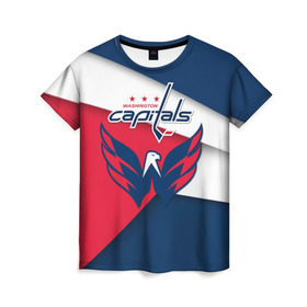 Женская футболка 3D с принтом Кэпиталз , 100% полиэфир ( синтетическое хлопкоподобное полотно) | прямой крой, круглый вырез горловины, длина до линии бедер | Тематика изображения на принте: nhl | washington capitals | вашингтон кэпиталз | нхл | спорт | хоккей