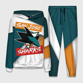 Женский костюм 3D (с толстовкой) с принтом Сан Хосе ,  |  | nhl | san jose sharks | нхл | сан хосе шаркс | спорт