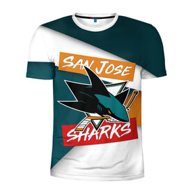 Мужская футболка 3D спортивная с принтом Сан Хосе , 100% полиэстер с улучшенными характеристиками | приталенный силуэт, круглая горловина, широкие плечи, сужается к линии бедра | nhl | san jose sharks | нхл | сан хосе шаркс | спорт