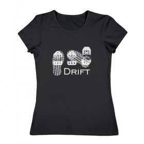 Женская футболка хлопок с принтом DRIFT , 100% хлопок | прямой крой, круглый вырез горловины, длина до линии бедер, слегка спущенное плечо | drift | дрифт | занос | педали | тюнинг | управляемый