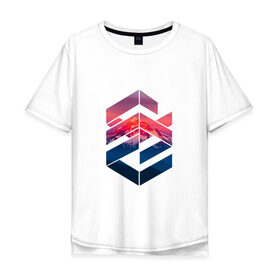 Мужская футболка хлопок Oversize с принтом Геометрические горы , 100% хлопок | свободный крой, круглый ворот, “спинка” длиннее передней части | геометрия | горы | мода | пейзаж | подарок | стиль | узор