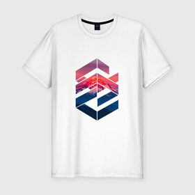 Мужская футболка премиум с принтом Геометрические горы , 92% хлопок, 8% лайкра | приталенный силуэт, круглый вырез ворота, длина до линии бедра, короткий рукав | геометрия | горы | мода | пейзаж | подарок | стиль | узор