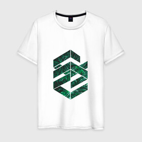 Мужская футболка хлопок с принтом Зелёная геометрия , 100% хлопок | прямой крой, круглый вырез горловины, длина до линии бедер, слегка спущенное плечо. | геометрия | зеленый | мода | подарок | стиль | цветок | цветы