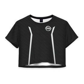 Женская футболка 3D укороченная с принтом NISSAN SPORT , 100% полиэстер | круглая горловина, длина футболки до линии талии, рукава с отворотами | motor | nissan | авто | лого | машина | ниссан | тачка