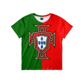 Детская футболка 3D с принтом Сборная Португалии флаг , 100% гипоаллергенный полиэфир | прямой крой, круглый вырез горловины, длина до линии бедер, чуть спущенное плечо, ткань немного тянется | португалия | футбол