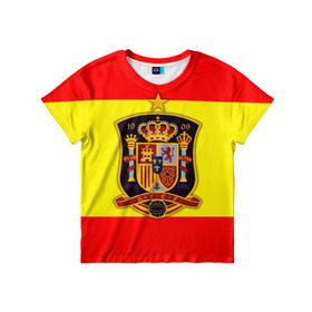 Детская футболка 3D с принтом Сборная Испании флаг , 100% гипоаллергенный полиэфир | прямой крой, круглый вырез горловины, длина до линии бедер, чуть спущенное плечо, ткань немного тянется | испания | футбол
