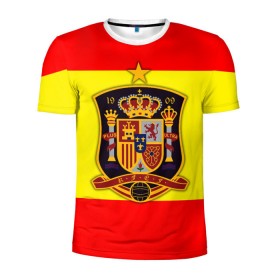 Мужская футболка 3D спортивная с принтом Сборная Испании флаг , 100% полиэстер с улучшенными характеристиками | приталенный силуэт, круглая горловина, широкие плечи, сужается к линии бедра | испания | футбол