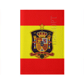 Обложка для паспорта матовая кожа с принтом Сборная Испании флаг , натуральная матовая кожа | размер 19,3 х 13,7 см; прозрачные пластиковые крепления | Тематика изображения на принте: испания | футбол