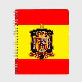 Тетрадь с принтом Сборная Испании флаг , 100% бумага | 48 листов, плотность листов — 60 г/м2, плотность картонной обложки — 250 г/м2. Листы скреплены сбоку удобной пружинной спиралью. Уголки страниц и обложки скругленные. Цвет линий — светло-серый
 | испания | футбол