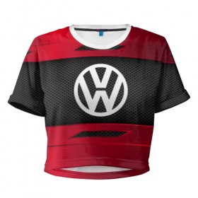 Женская футболка 3D укороченная с принтом VOLKSWAGEN SPORT , 100% полиэстер | круглая горловина, длина футболки до линии талии, рукава с отворотами | auto | car | volkswagen | автомобиль | марка | модель