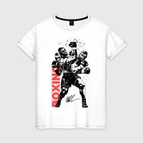 Женская футболка хлопок с принтом Майк Тайсон , 100% хлопок | прямой крой, круглый вырез горловины, длина до линии бедер, слегка спущенное плечо | boxing | mike tyson |   | бокс | боксер | майк тайсон