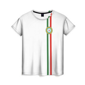 Женская футболка 3D с принтом Чеченская республика , 100% полиэфир ( синтетическое хлопкоподобное полотно) | прямой крой, круглый вырез горловины, длина до линии бедер | grozny | герб | грозный | патриот | северный кавказ | флага | цвета