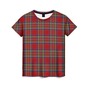 Женская футболка 3D с принтом Королевский Стюарт Тартан , 100% полиэфир ( синтетическое хлопкоподобное полотно) | прямой крой, круглый вырез горловины, длина до линии бедер | англия | килт | королева | королевский | лондон | стюарт | тартан | ткань | узор | шотландия | шотландка