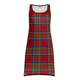 Платье-майка 3D с принтом Королевский Стюарт Тартан , 100% полиэстер | полуприлегающий силуэт, широкие бретели, круглый вырез горловины, удлиненный подол сзади. | англия | килт | королева | королевский | лондон | стюарт | тартан | ткань | узор | шотландия | шотландка