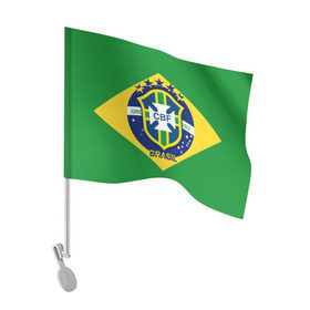 Флаг для автомобиля с принтом Сборная Бразилии флаг , 100% полиэстер | Размер: 30*21 см | brazil | бразилия