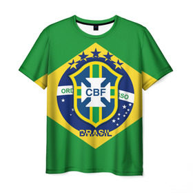 Мужская футболка 3D с принтом Сборная Бразилии флаг , 100% полиэфир | прямой крой, круглый вырез горловины, длина до линии бедер | brazil | бразилия