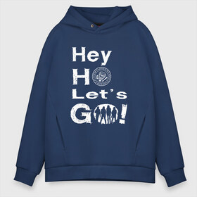 Мужское худи Oversize хлопок с принтом Hey ho lets go! , френч-терри — 70% хлопок, 30% полиэстер. Мягкий теплый начес внутри —100% хлопок | боковые карманы, эластичные манжеты и нижняя кромка, капюшон на магнитной кнопке | группа | панк | рамон | рамонес | рамоунз | рамоунс | рок | хард