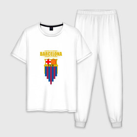 Мужская пижама хлопок с принтом Barcelona , 100% хлопок | брюки и футболка прямого кроя, без карманов, на брюках мягкая резинка на поясе и по низу штанин
 | Тематика изображения на принте: barca | barcelona | football | sport | барселона | спорт | футбол