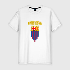 Мужская футболка премиум с принтом Barcelona , 92% хлопок, 8% лайкра | приталенный силуэт, круглый вырез ворота, длина до линии бедра, короткий рукав | barca | barcelona | football | sport | барселона | спорт | футбол