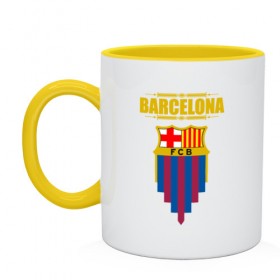 Кружка двухцветная с принтом Barcelona , керамика | объем — 330 мл, диаметр — 80 мм. Цветная ручка и кайма сверху, в некоторых цветах — вся внутренняя часть | barca | barcelona | football | sport | барселона | спорт | футбол