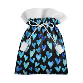 Подарочный 3D мешок с принтом Blue Hearts , 100% полиэстер | Размер: 29*39 см | Тематика изображения на принте: акварель | любовь | паттерн | сердечки