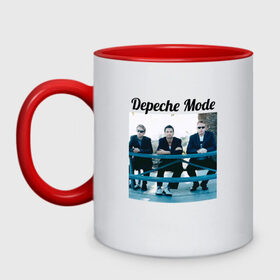 Кружка двухцветная с принтом Depeche mode , керамика | объем — 330 мл, диаметр — 80 мм. Цветная ручка и кайма сверху, в некоторых цветах — вся внутренняя часть | Тематика изображения на принте: depeche mode | депеш мод. | музыка