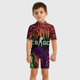Детский купальный костюм 3D с принтом CS GO Huper beast , Полиэстер 85%, Спандекс 15% | застежка на молнии на спине | counter strike | cs | cs go | hyper beast | skine | кс го | оружие | скин
