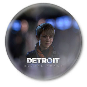 Значок с принтом Detroit: Become Human - Kara ,  металл | круглая форма, металлическая застежка в виде булавки | connor | cyberlife | deviant | ps4 | rk800 |  detroit: become human | детроит | детроит: стать человеком | игры | коннор | пиратs | эксклюзив