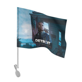 Флаг для автомобиля с принтом Detroit: Become Human - Markus , 100% полиэстер | Размер: 30*21 см | connor | cyberlife | deviant | ps4 | rk800 |  detroit: become human | детроит | детроит: стать человеком | игры | коннор | пиратs | эксклюзив