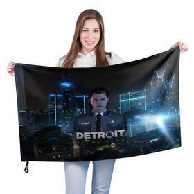 Флаг 3D с принтом Detroit: Become Human - Connor , 100% полиэстер | плотность ткани — 95 г/м2, размер — 67 х 109 см. Принт наносится с одной стороны | 