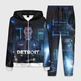 Мужской костюм 3D с принтом Detroit Become Human - Connor , 100% полиэстер | Манжеты и пояс оформлены тканевой резинкой, двухслойный капюшон со шнурком для регулировки, карманы спереди | 