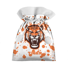Подарочный 3D мешок с принтом Огненный тигр , 100% полиэстер | Размер: 29*39 см | Тематика изображения на принте: дикий | желтый | зверь | злой | лес | охотник | стая | тигр | узор | хищник | черный | шерсть