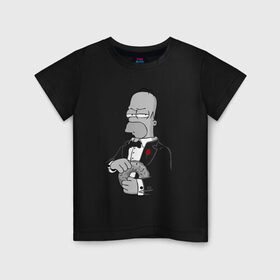 Детская футболка хлопок с принтом Дон Гомер , 100% хлопок | круглый вырез горловины, полуприлегающий силуэт, длина до линии бедер | homer | mafia | simpson | simpsons | гомер симпсон | мафия | пончик | пончики