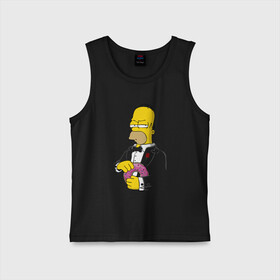 Детская майка хлопок с принтом Дон Гомер ,  |  | Тематика изображения на принте: homer | mafia | simpson | simpsons | гомер симпсон | мафия | пончик | пончики