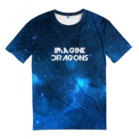 Мужская футболка 3D с принтом Imagine Dragons , 100% полиэфир | прямой крой, круглый вырез горловины, длина до линии бедер | космос | рок