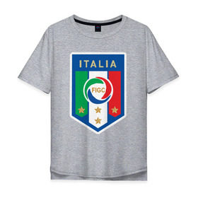 Мужская футболка хлопок Oversize с принтом Сборная Италии , 100% хлопок | свободный крой, круглый ворот, “спинка” длиннее передней части | Тематика изображения на принте: 