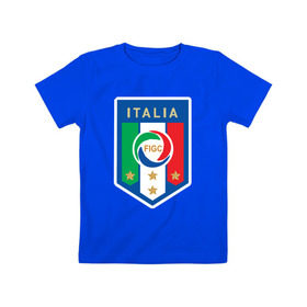 Детская футболка хлопок с принтом Сборная Италии , 100% хлопок | круглый вырез горловины, полуприлегающий силуэт, длина до линии бедер | Тематика изображения на принте: 